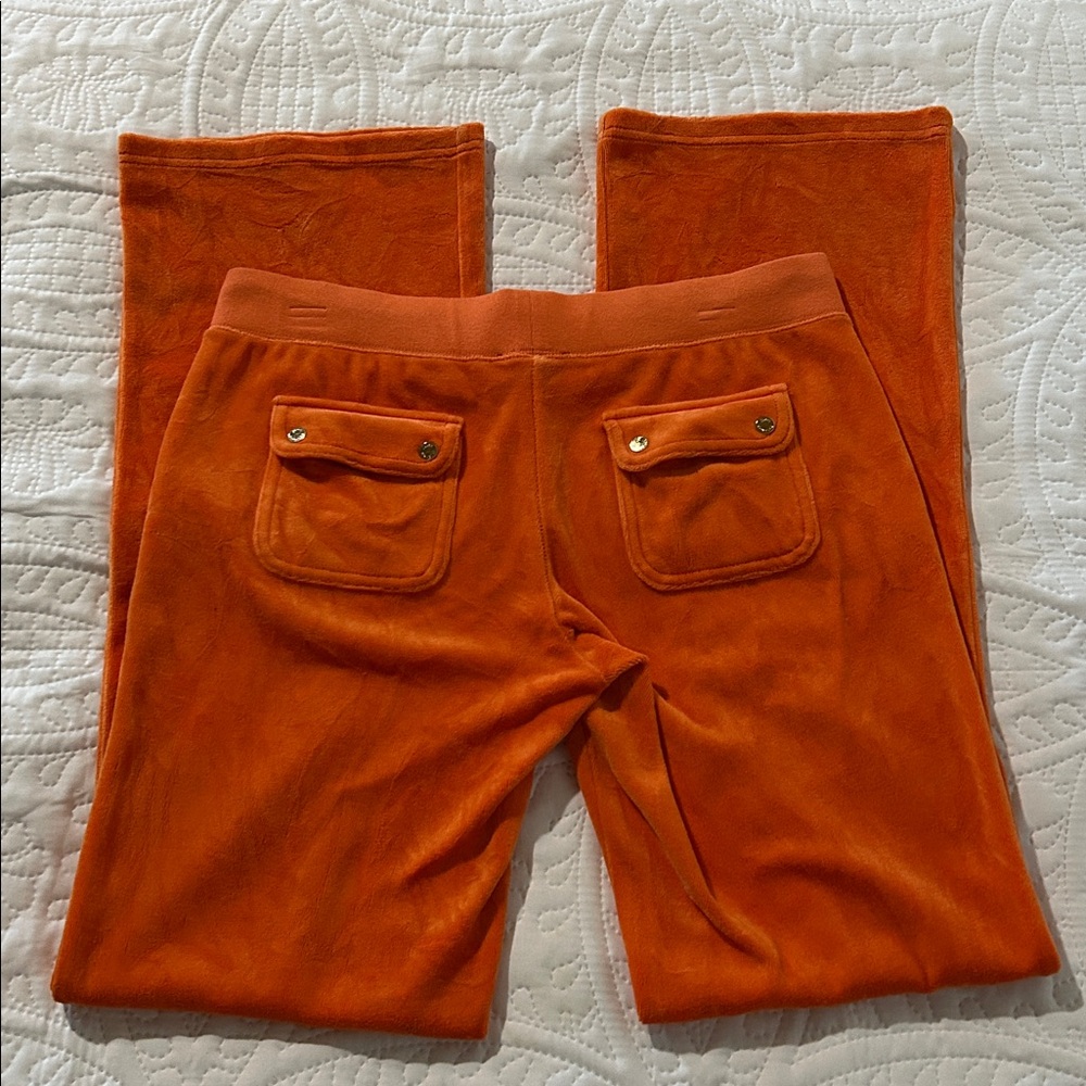 Juicy Couture Orange Velour pocket pants sz:M - Picture 7 of 10